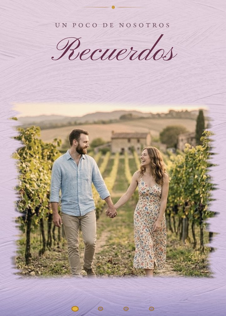 Galería «Recuerdos» de la invitación Azahar, con una foto de la preboda de la pareja.